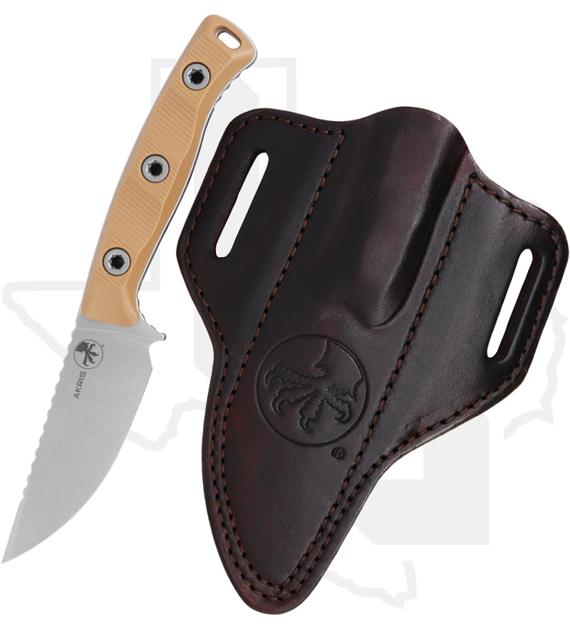 Microtech Akris 95-10DE-1 - Single Edge, Stonewashed, Dark Earth G-10