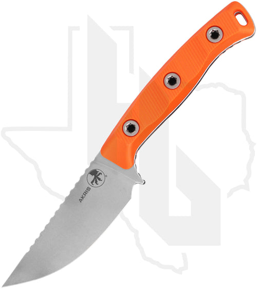 Microtech Akris 95-10EM-1 - Single Edge, Stonewashed, Ember G-10