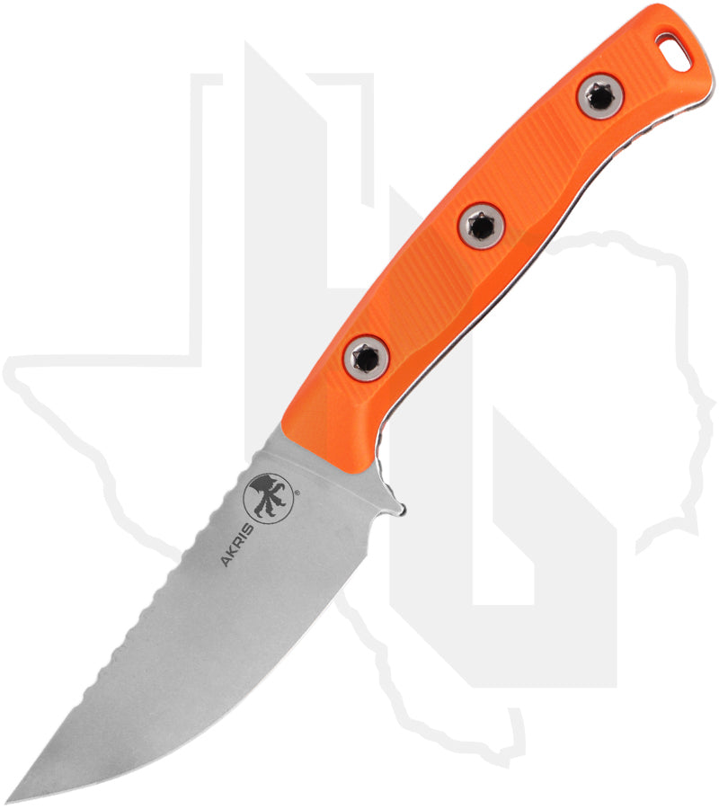 Microtech Akris 95-10EM-1 - Single Edge, Stonewashed, Ember G-10