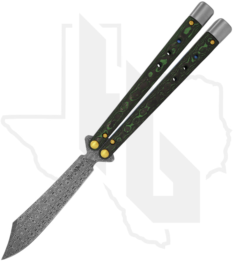 Benchmade Gold Class Necron Balisong 99-242 - Jungle Wear Fatcarbon, Damasteel