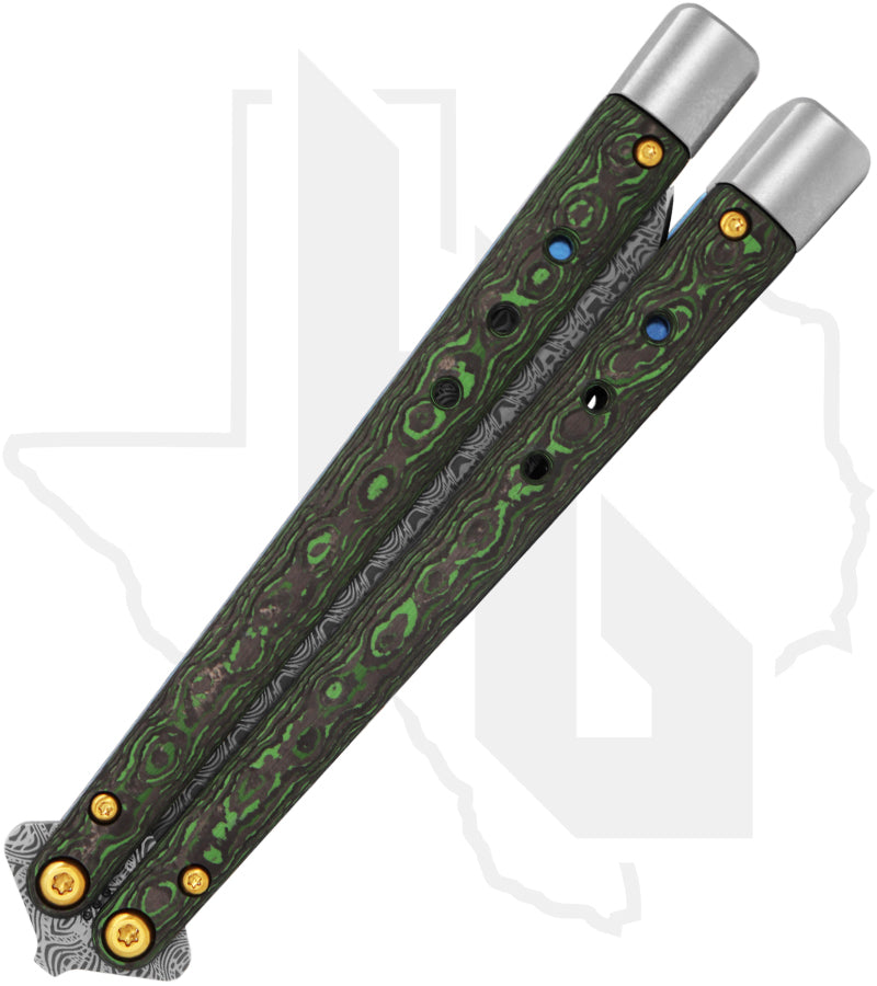 Benchmade Gold Class Necron Balisong 99-242 - Jungle Wear Fatcarbon, Damasteel