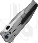 Arcane Design The Abyss V2 ABY-V2-BEAD-SAT - Bead-Blasted Titanium, Blue Pivot Collar, Satin Bowie-Tanto