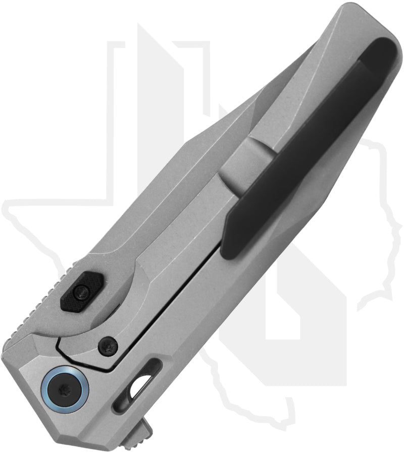 Arcane Design The Abyss V2 ABY-V2-STW - Stonewashed Titanium, Blue Pivot Collar, Stonewashed Bowie-Tanto