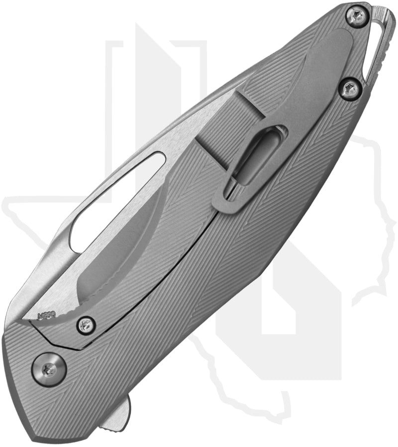 Koenig Knives Arius - Standard Pattern Titanium, Burnished w/ Polished Flats, Silver Hardware & Spacer