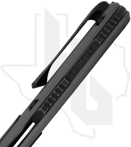 Tactile Knife Co. Archer ARCHER-HOB-EXC-TI - Milled Ridged Titanium, Teal TechnoCarbo Inlay, Titanium Back Spacer, HOB Exclusive