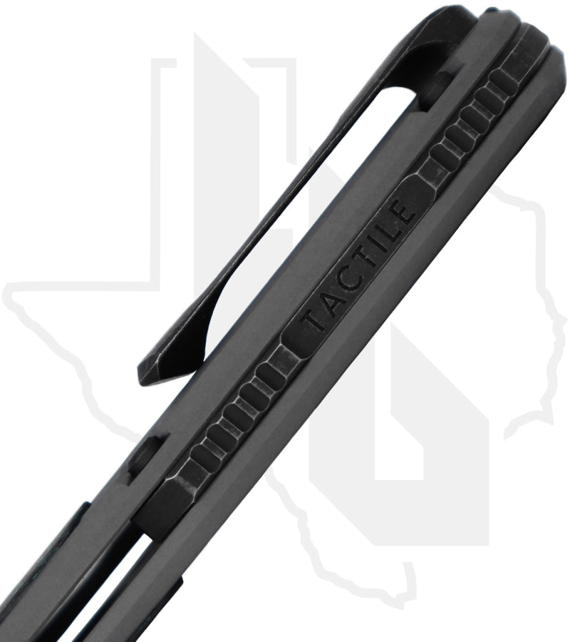 Tactile Knife Co. Archer ARCHER-HOB-EXC-TI - Milled Ridged Titanium, Teal TechnoCarbo Inlay, Titanium Back Spacer, HOB Exclusive