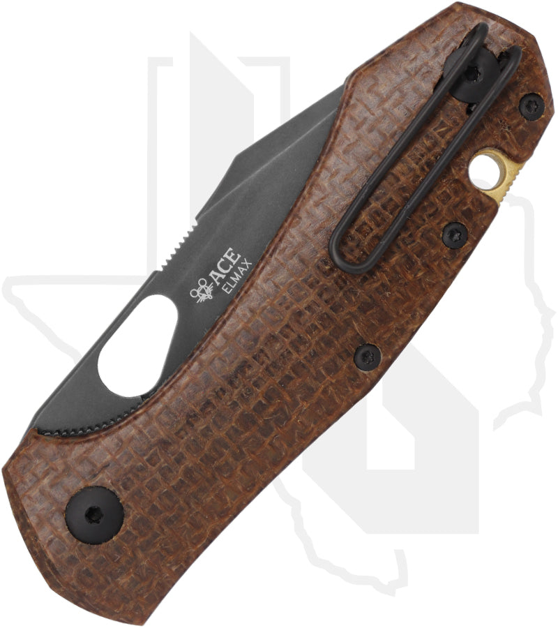 GiantMouse ACE Atelier ATELIER-BURLAP-MICARTA - Stonewashed Black PVD, Burlap Micarta
