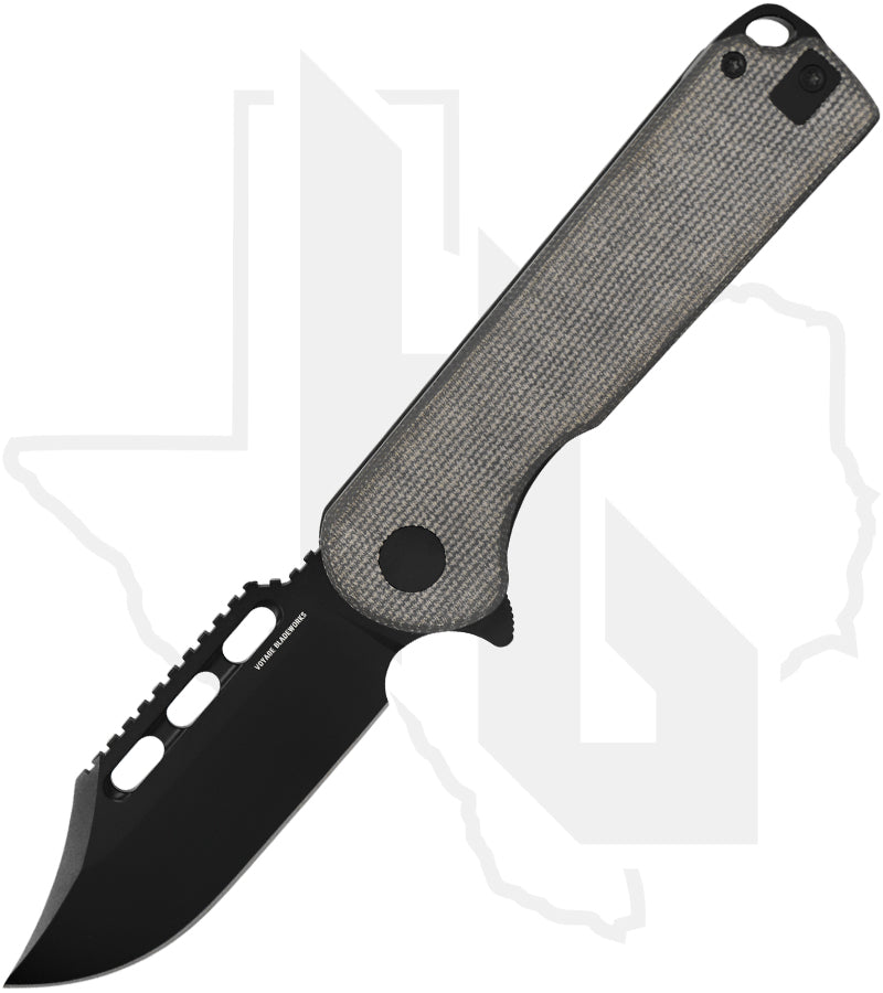 Voyage Bladeworks Avius Clip Point AVIUS-MIC-CLIP - Black Micarta, Titanium, Black PVD