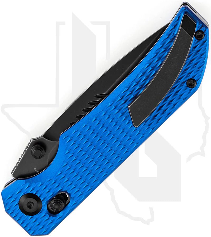 Tenable Eaglestrike B1095V6 - Blue Anodized Aluminum, Diamond Pattern, Black Stonewashed