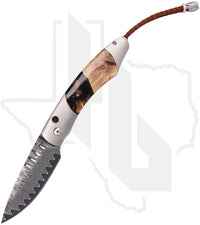 William Henry Studio B12 Fire and Ice B12FIREANDICE - Blasted Titanium, Wood & Resin, Wave Damascus