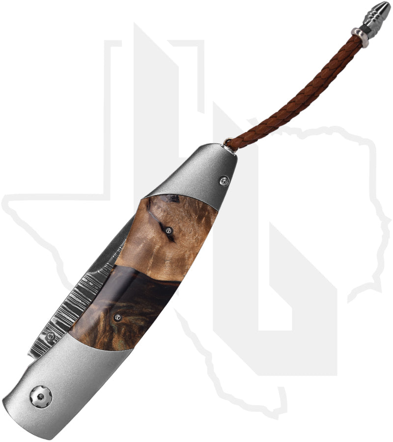 William Henry Studio B12 Fire and Ice B12FIREANDICE - Blasted Titanium, Wood & Resin, Wave Damascus