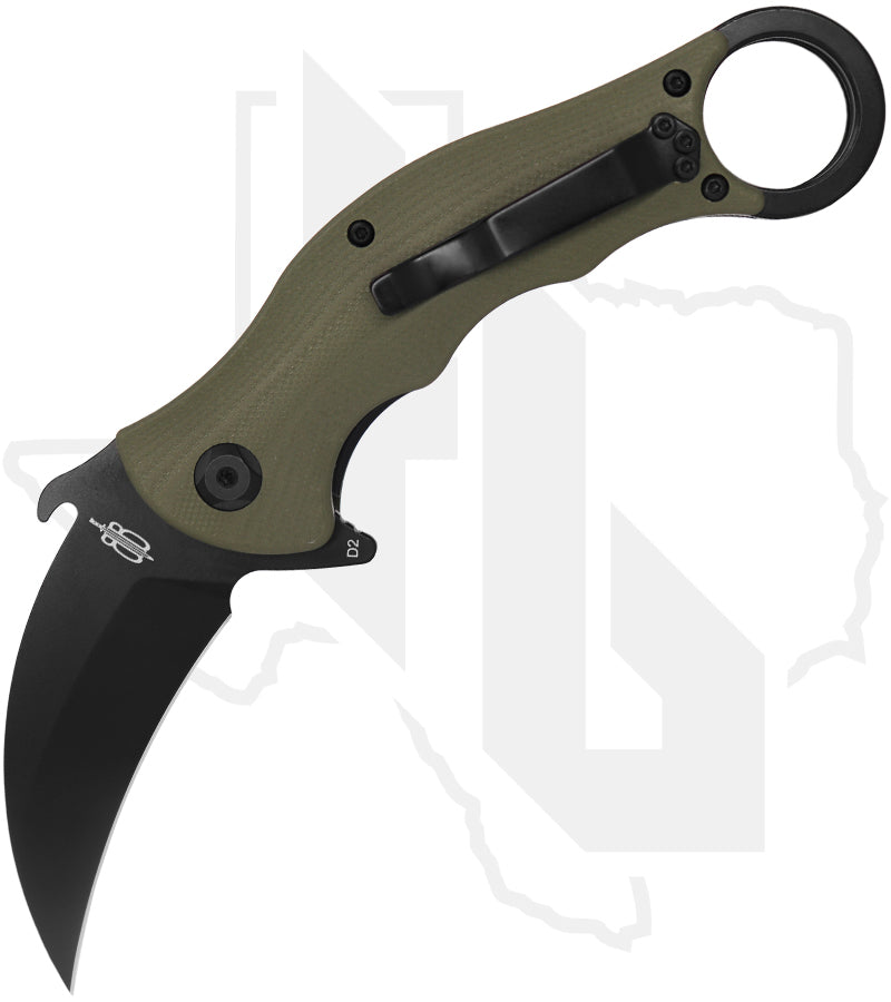 BuckNBear Tactical Karambit Folder BNB1221KFG - OD Green G-10