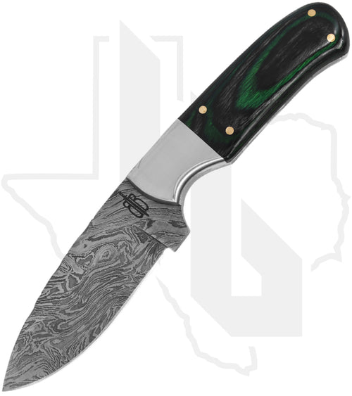 BuckNBear Small Green Hunter BNB134635G - Burlwood, Damascus