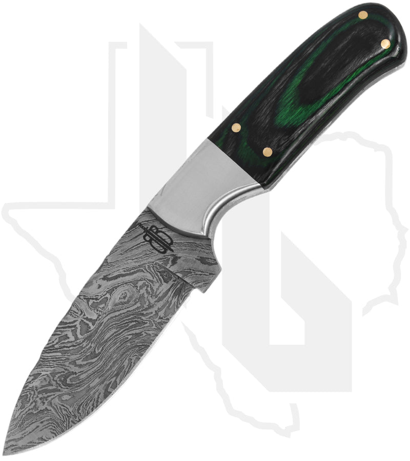 BuckNBear Small Green Hunter BNB134635G - Burlwood, Damascus