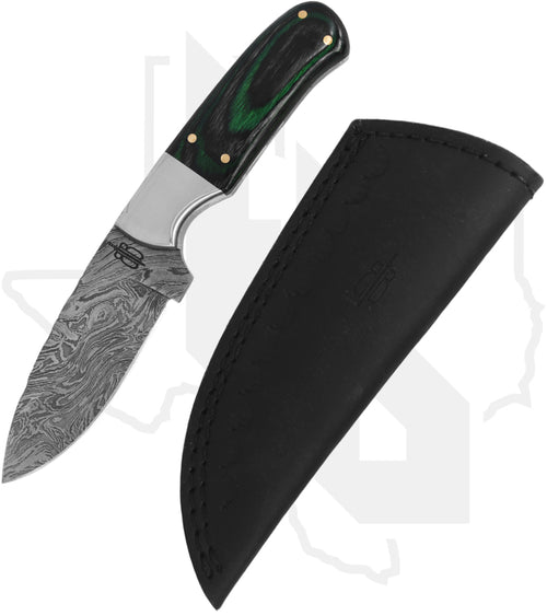 BuckNBear Small Green Hunter BNB134635G - Burlwood, Damascus