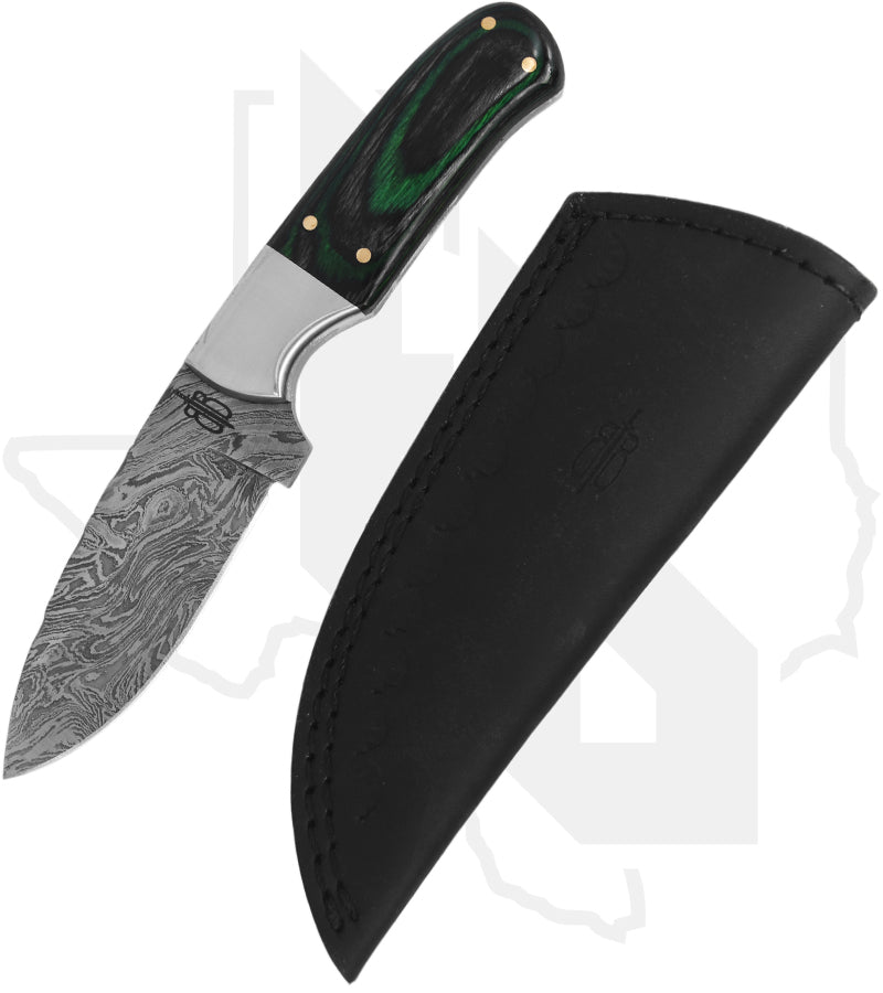 BuckNBear Small Green Hunter BNB134635G - Burlwood, Damascus