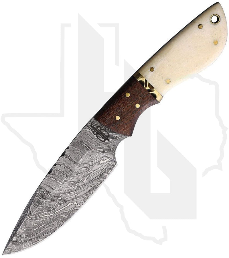 BuckNBear Drop Point Hunter BNB134652 - Bone, Damascus