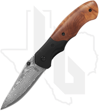 BuckNBear Army Liner Lock Folder BNB142267 - Burlwood, Damascus