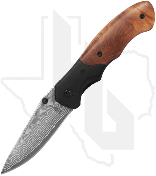 BuckNBear Army Liner Lock Folder BNB142267 - Burlwood, Damascus