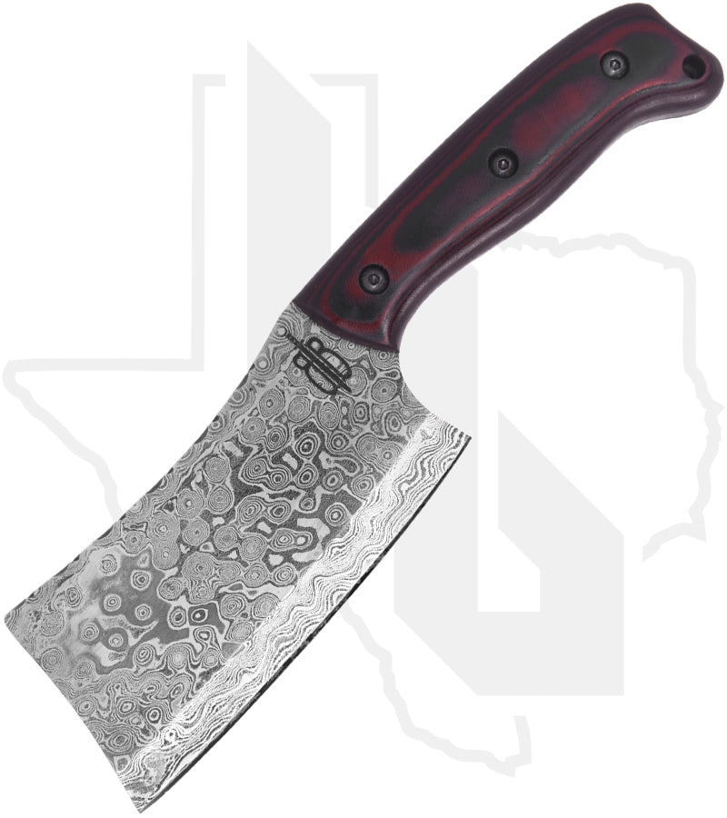 BuckNBear Damascus Cleaver BNB91553 - Red/Black G-10