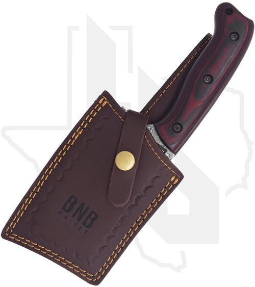 BuckNBear Damascus Cleaver BNB91553 - Red/Black G-10