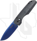 Pro-Tech Vero Synapse BSA26-VERO-1 - Black Aluminum, Blue Linen Micarta, Sapphire Blue PVD, Abalone Button