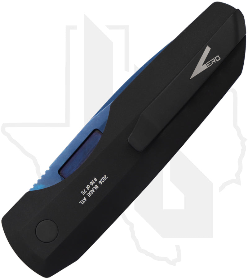 Pro-Tech Vero Synapse BSA26-VERO-1 - Black Aluminum, Blue Linen Micarta, Sapphire Blue PVD, Abalone Button
