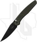 Pro-Tech Peace Neighbor Avalon BST26.AVALON.1 - Green Knurled Aluminum, DLC, Black Lip Pearl Button