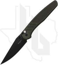 Pro-Tech Peace Neighbor Avalon BST26.AVALON.1 - Green Knurled Aluminum, DLC, Black Lip Pearl Button