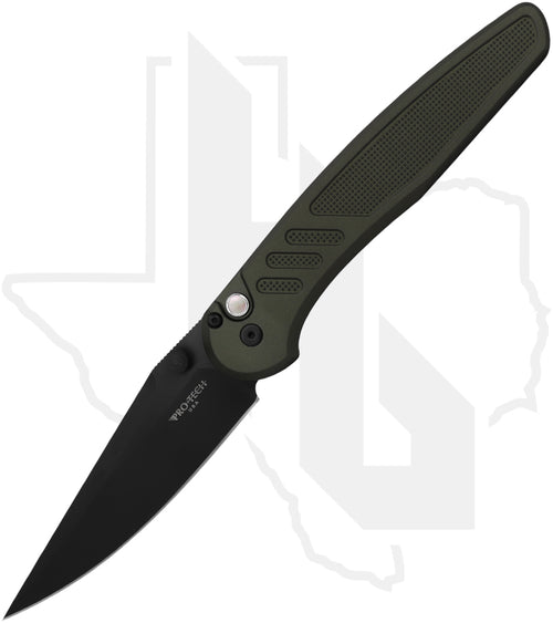 Pro-Tech Peace Neighbor Avalon BST26.AVALON.1 - Green Knurled Aluminum, DLC, Black Lip Pearl Button