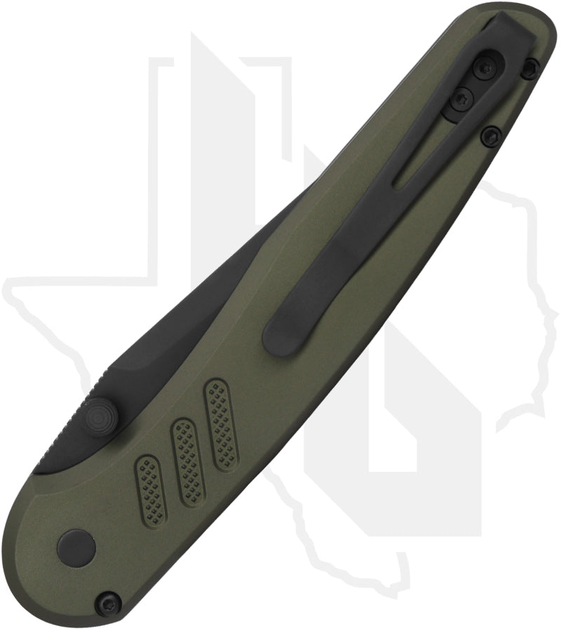 Pro-Tech Peace Neighbor Avalon BST26.AVALON.1 - Green Knurled Aluminum, DLC, Black Lip Pearl Button