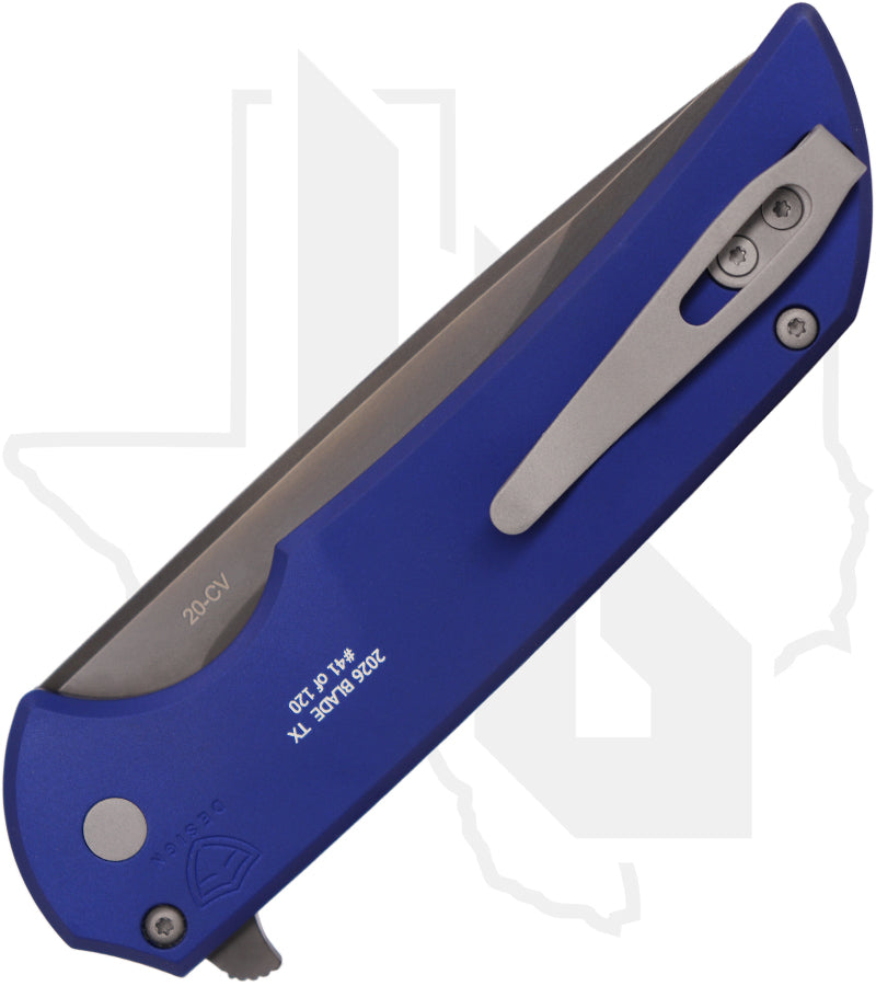 Pro-Tech Mordax BST26.MORDAX.2 - Navy Aluminum, Smoky Grey DLC, Pearl Button