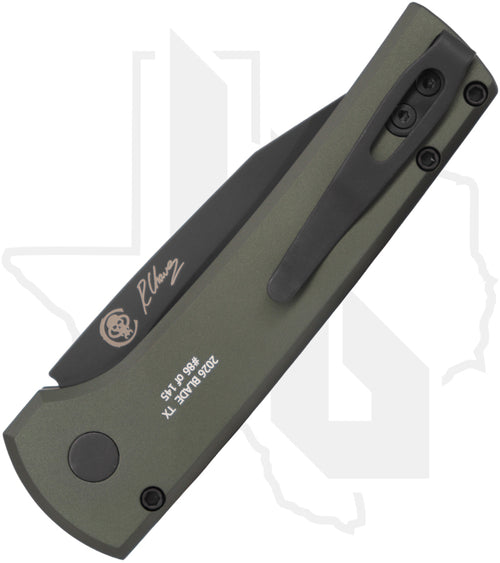 Pro-Tech Chaves Scapegoat Compact BST26.SCAPEGOAT.1 - Green Aluminum, DLC, Black Lip Pearl Button