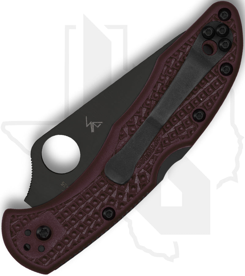 Spyderco Sprint Run Delica 4 Lightweight C11BGBKP - Black, Burgundy FRN