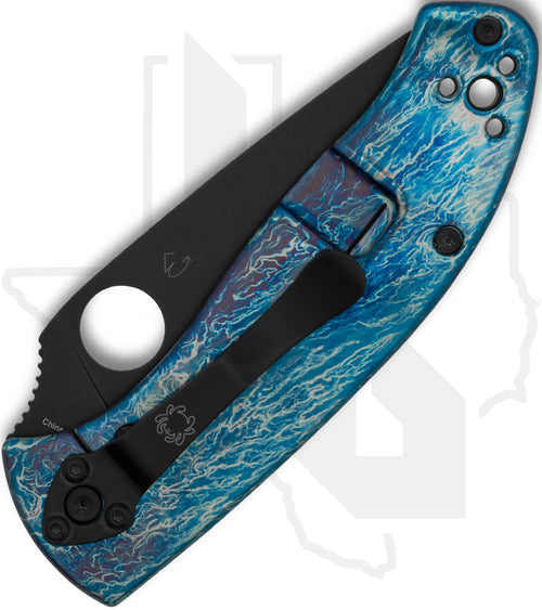 Spyderco Tenacious C122TIBLBKD2P - Black, Blue Disarray Titanium