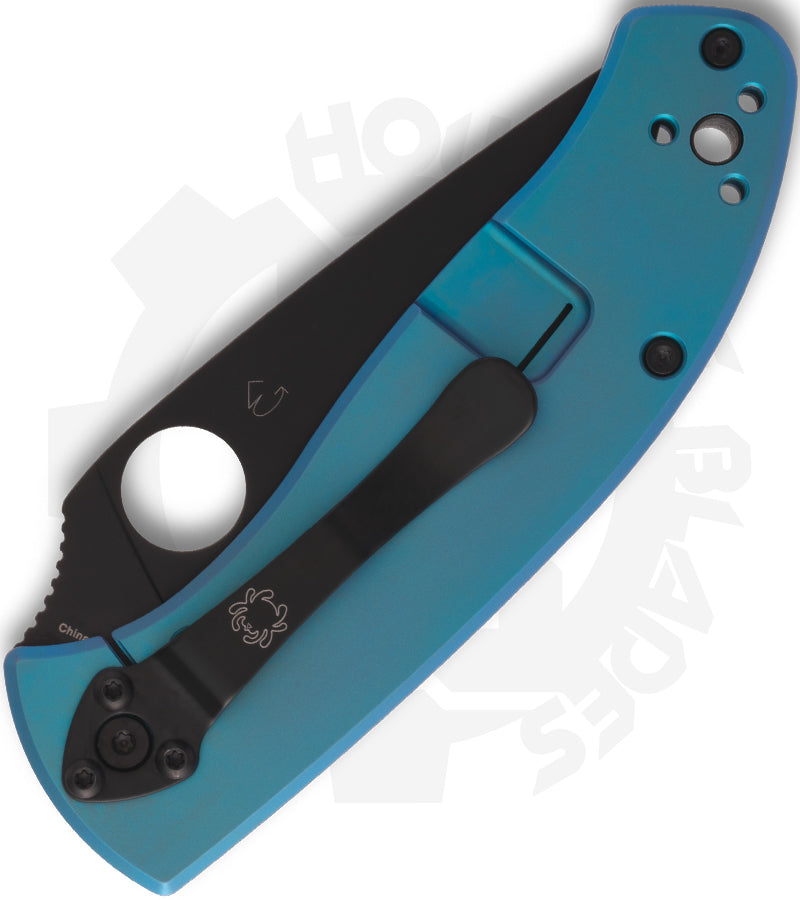 Spyderco Tenacious C122TIBLBKP - Black, Blue Titanium