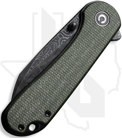 CIVIVI Elementum C18062AF-DS1 - Green Canvas Micarta, Damascus
