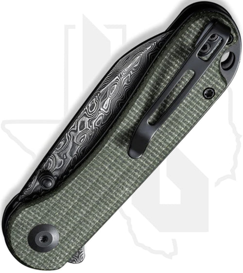 CIVIVI Elementum C18062AF-DS1 - Green Canvas Micarta, Damascus