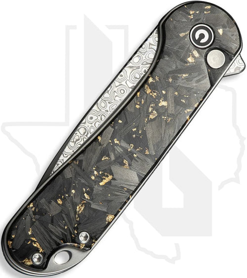 CIVIVI Button Lock Elementum II C18062P-10 - Shredded Carbon Fiber, Gold Shred, Damascus