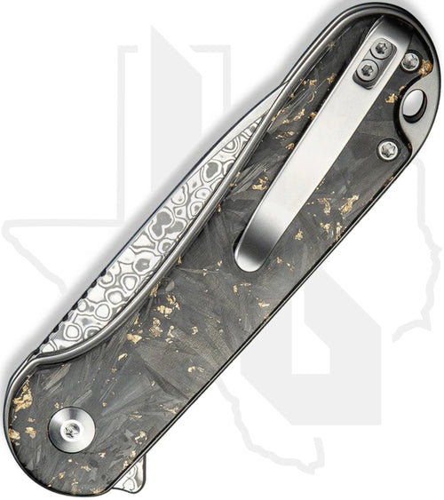 CIVIVI Button Lock Elementum II C18062P-10 - Shredded Carbon Fiber, Gold Shred, Damascus