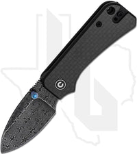 CIVIVI Baby Banter C19068S-DS1 - Twill Carbon Fiber Overlay, Black G-10, Damascus