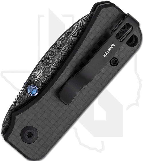 CIVIVI Baby Banter C19068S-DS1 - Twill Carbon Fiber Overlay, Black G-10, Damascus
