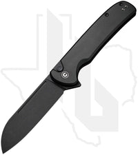 CIVIVI Chevalier II Button Lock C20022B-1 - Black Aluminum, Black Stonewashed