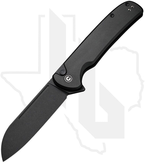 CIVIVI Chevalier II Button Lock C20022B-1 - Black Aluminum, Black Stonewashed