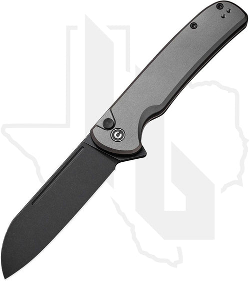 CIVIVI Chevalier II Button Lock C20022B-3 - Gray Aluminum, Black Stonewashed