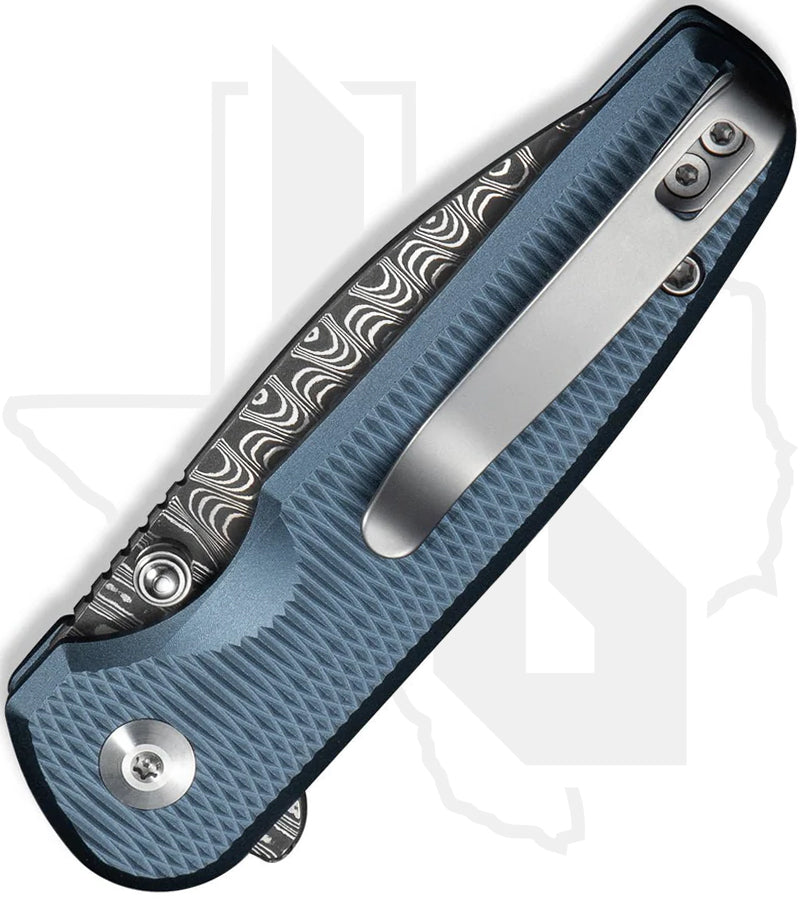 CIVIVI Mini Shakan C20052F-DS1 - Ripple Patterned Blue Aluminum, Damascus