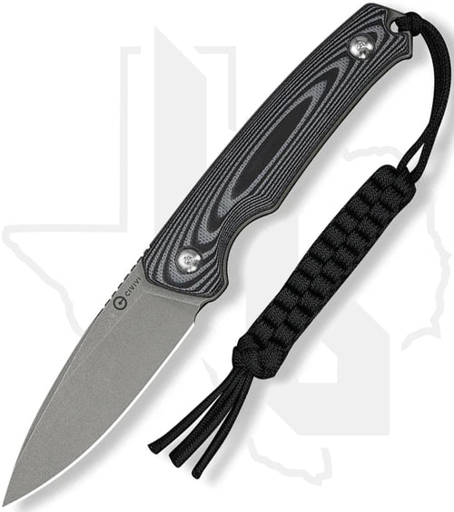 CIVIVI Altus Fixed Blade C20076B-2 - Gray & Black Layered G-10, Stonewashed