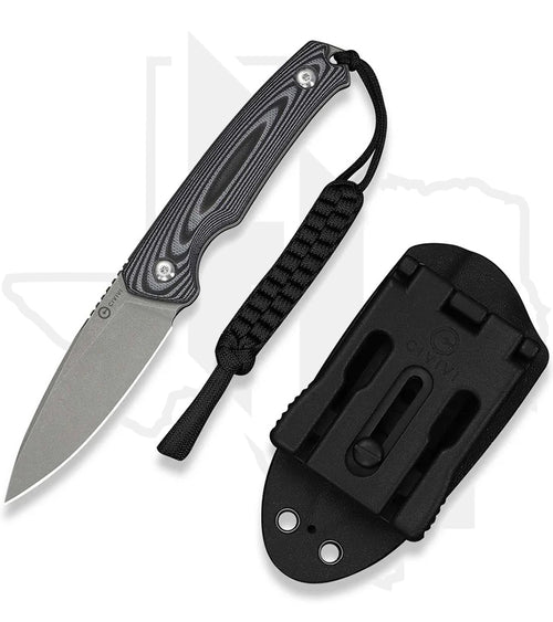 CIVIVI Altus Fixed Blade C20076B-2 - Gray & Black Layered G-10, Stonewashed