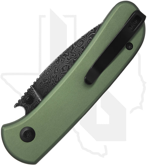 CIVIVI Qubit C22030E-DS1 - Green Aluminum, Damascus