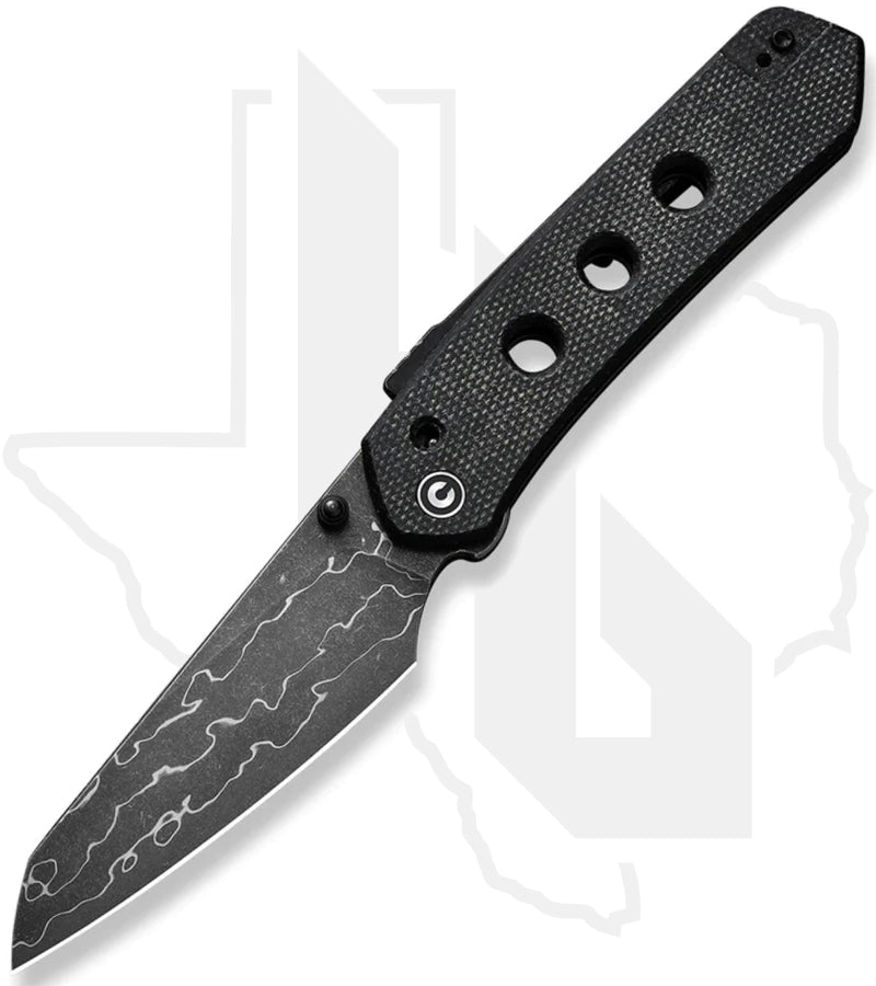 CIVIVI Vision FG C22036-DS2 - Black, Canvas Micarta, Damascus